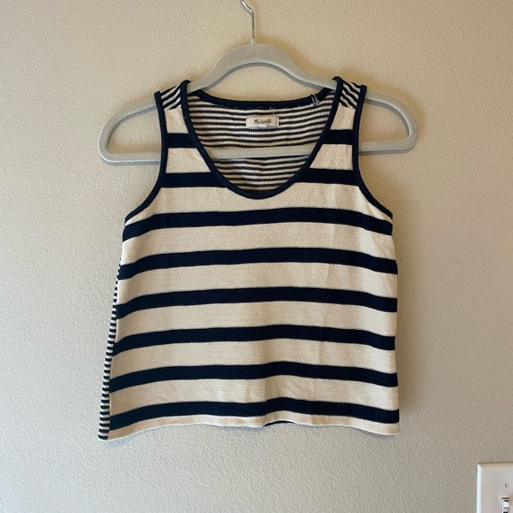 Madewell Coastland Stripe 100% Cotton Tank | Sz XS - Picture 2 of 6